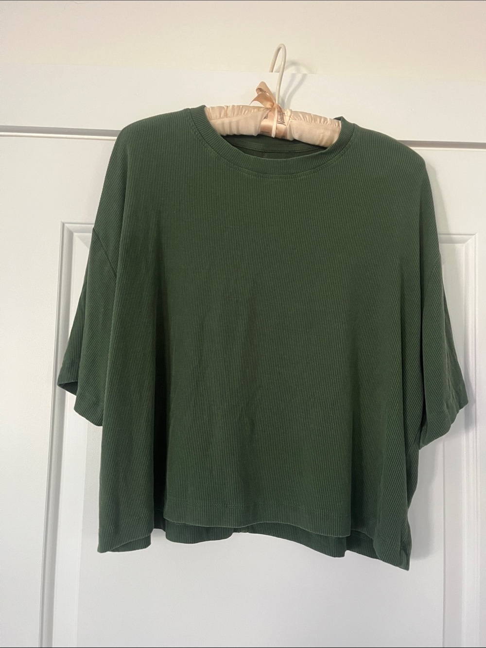 American Eagle Soft & Sexy Ribbed Cropped Tee Green Size L Modal Stretch